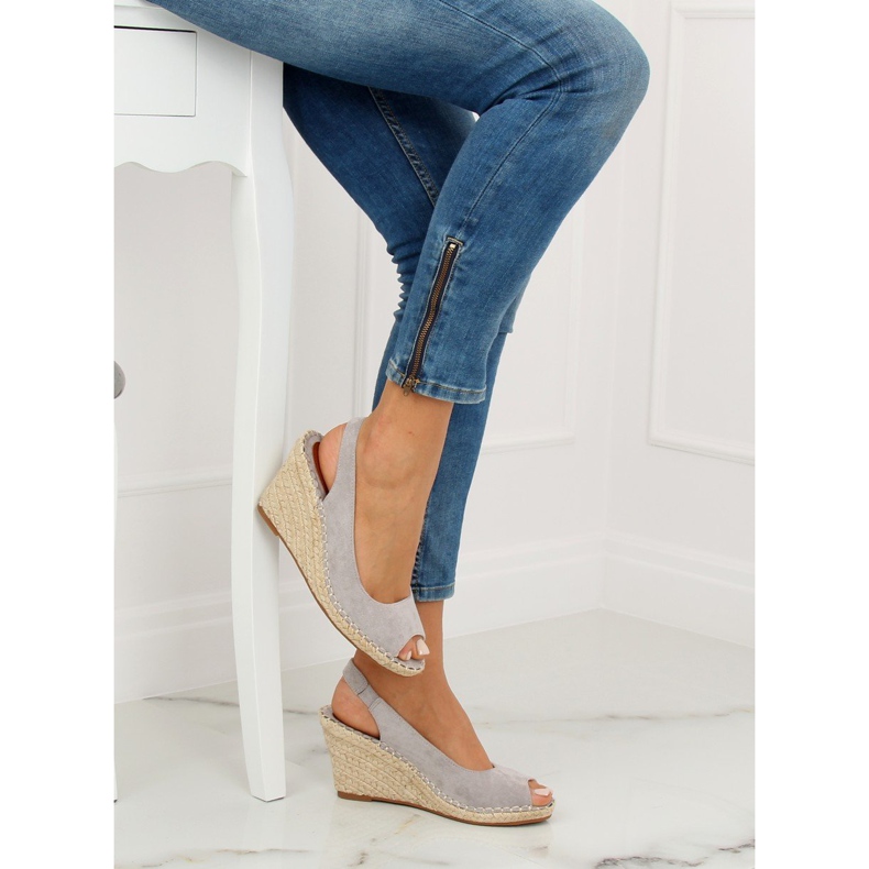 Šedé espadrilky na klíncích YY29P Grey šedá 1 Šedé espadrilky na klíncích YY29P Grey šedá 1