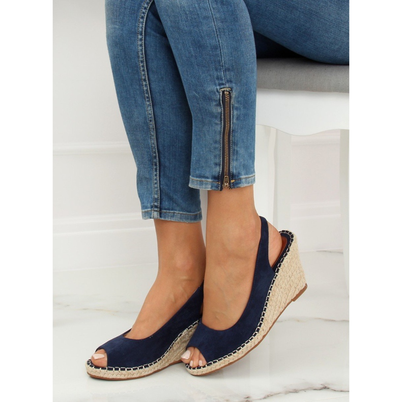 YY29P Modré espadrilky na klíncích námořnická modř 1
