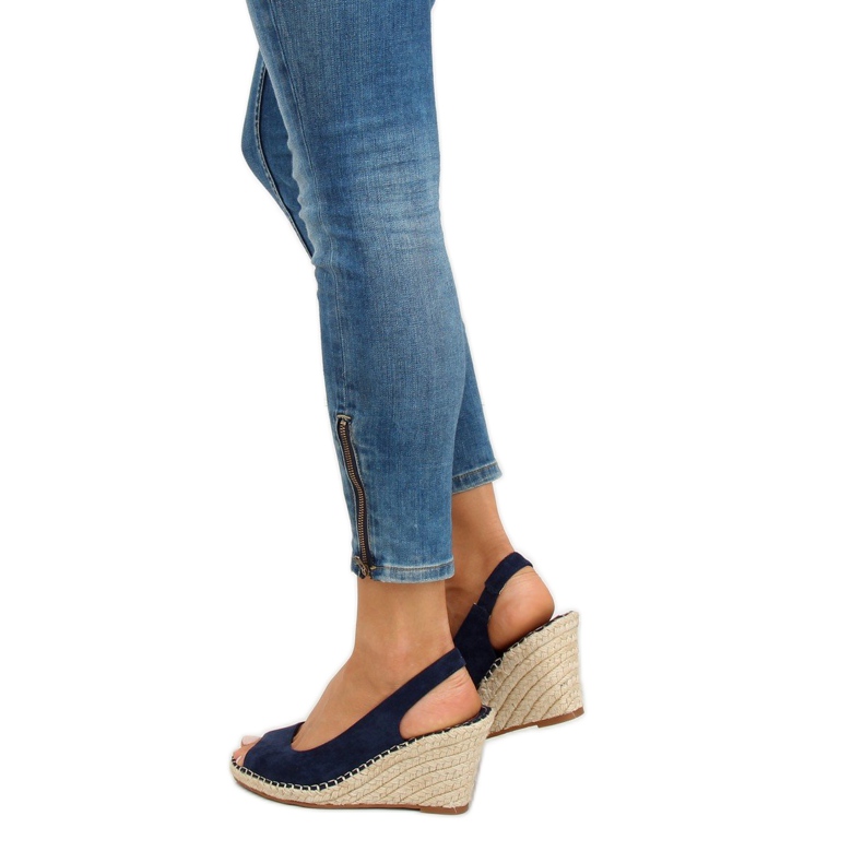 YY29P Modré espadrilky na klíncích námořnická modř 2