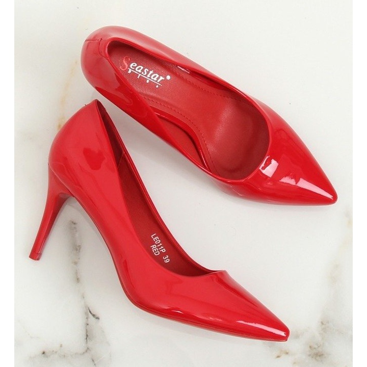 Červené dámské vysoké podpatky LE011P Red 2 Červené dámské vysoké podpatky LE011P Red 2