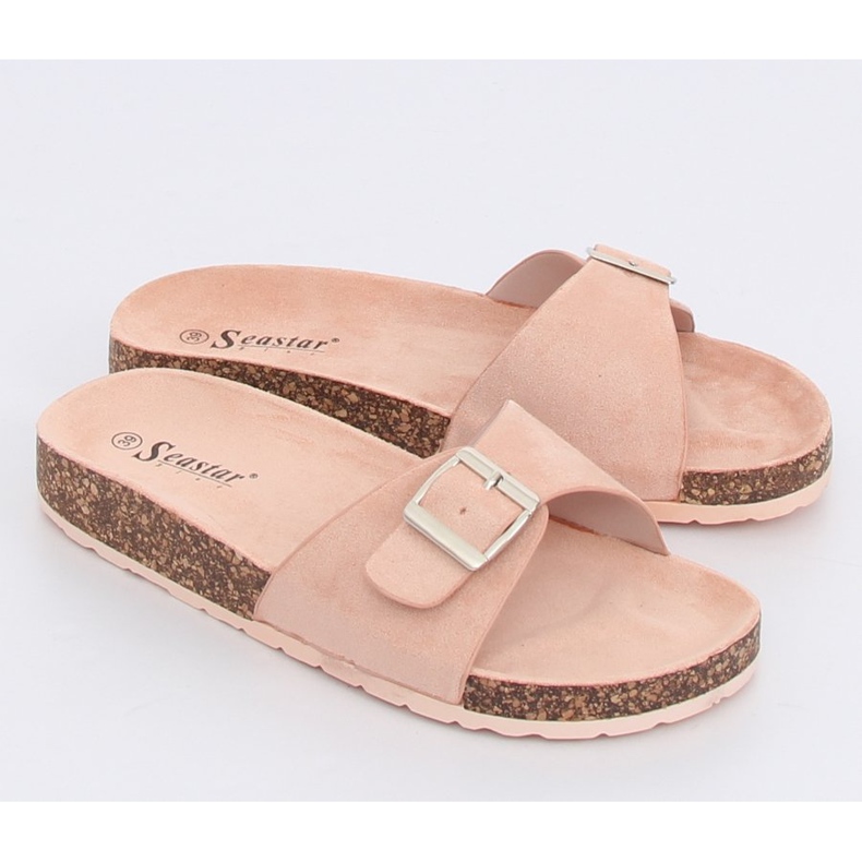 Růžové semišové pantofle CK61P růžový 1