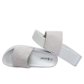 Šedé CK76P Šedé pantofle s vysokou podrážkou šedá 1