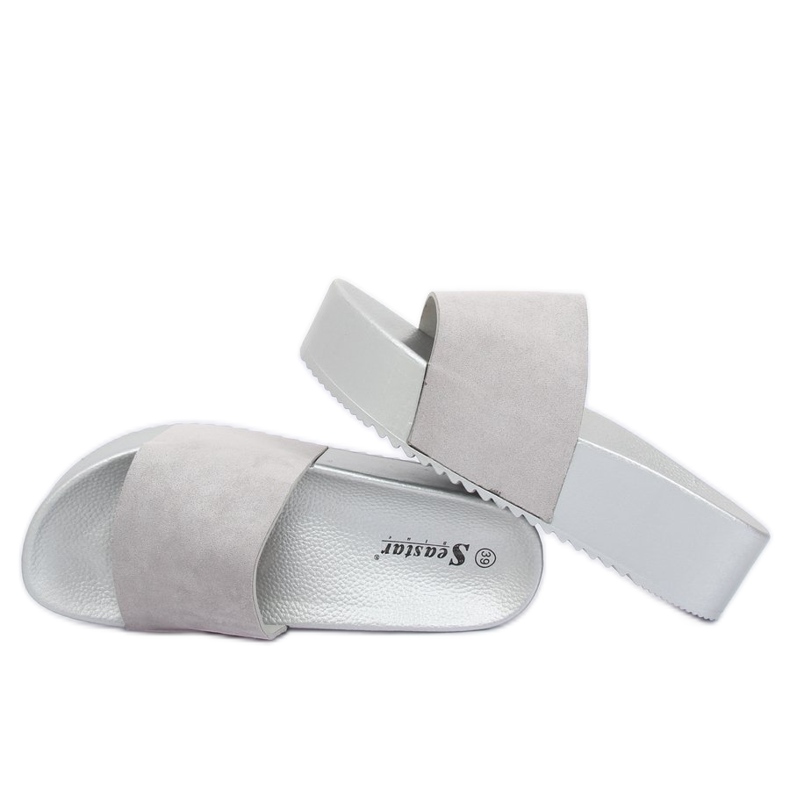 Šedé CK76P Šedé pantofle s vysokou podrážkou šedá 1