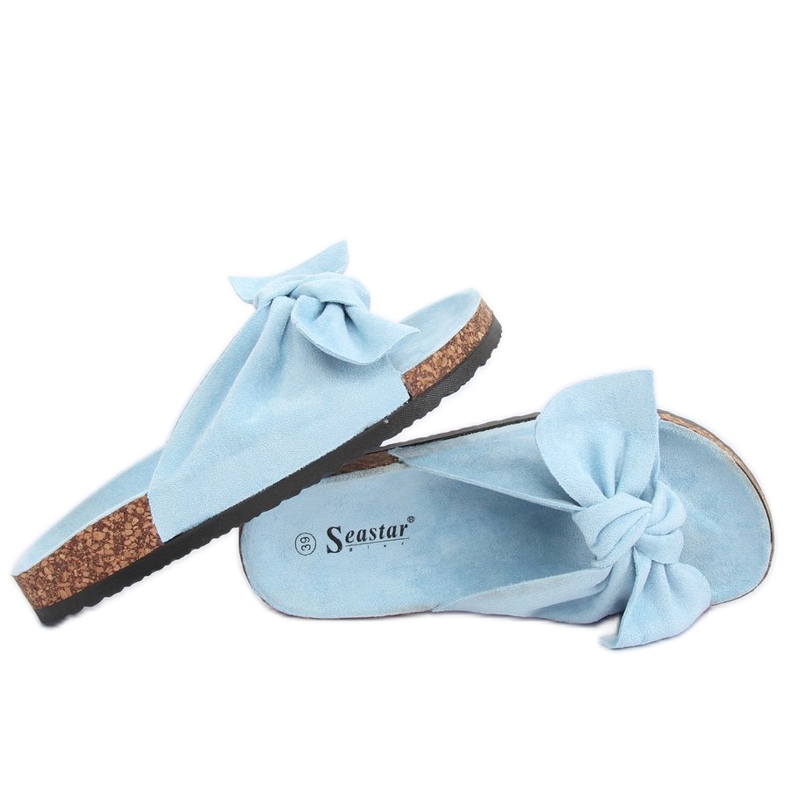 Modré semišové pantofle CK02P LT.BLUE modrý 1