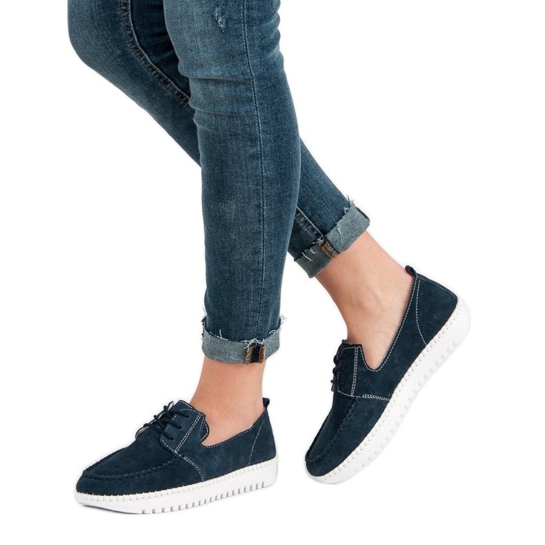 Filippo Šněrovací kožené mokasíny modrý námořnická modrá 1