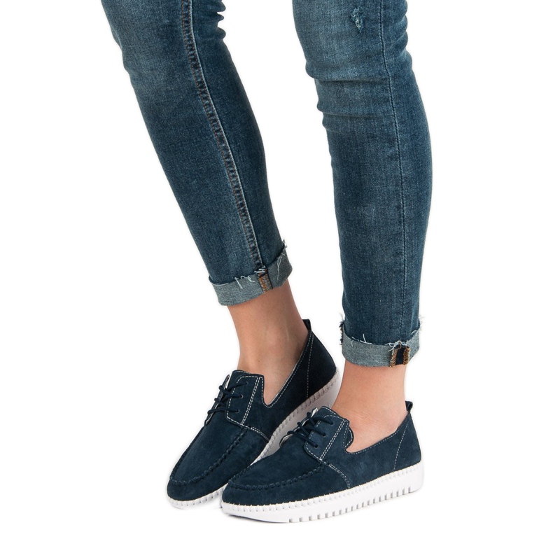 Filippo Šněrovací kožené mokasíny modrý námořnická modrá 2