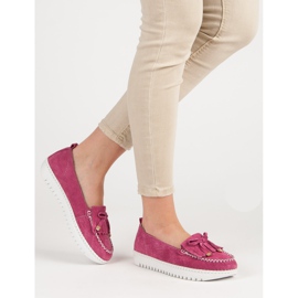 Filippo Módní kožené mokasíny růžový 1