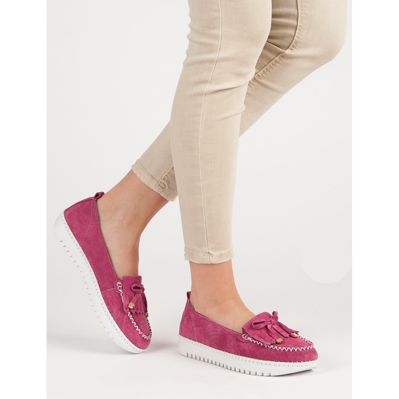 Filippo Módní kožené mokasíny růžový 1