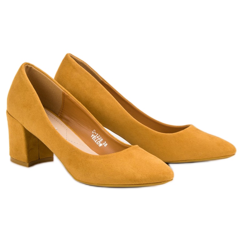 Ideal Shoes Hořčičná čerpadla na baru žlutá 2 Ideal Shoes Hořčičná čerpadla na baru žlutá 2