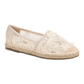 Nio Nio Krajkové espadrilky v květinách hnědý 1