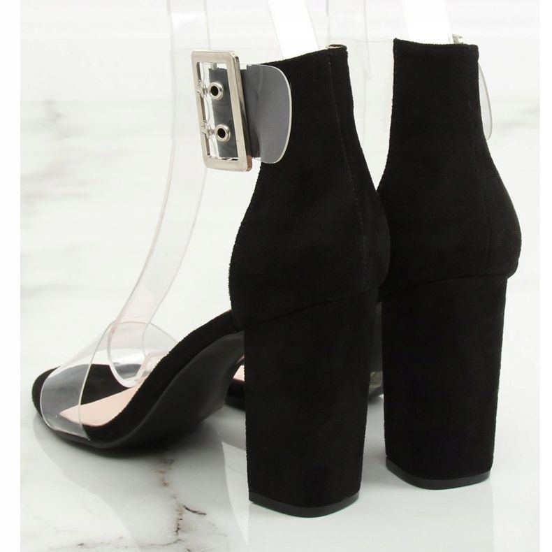 Sandály s průhlednými pruhy černé B4-0218H Černá 1