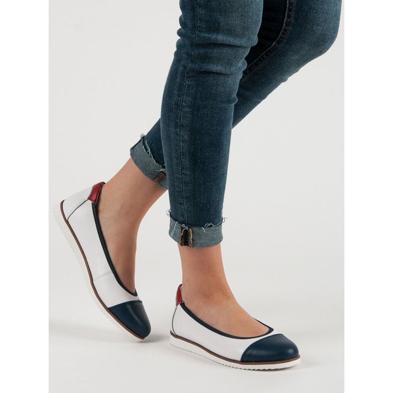 Filippo Pohodlné kožené balerínky bílý 2