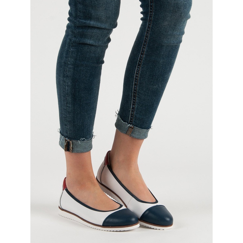 Filippo Pohodlné kožené balerínky bílý 1