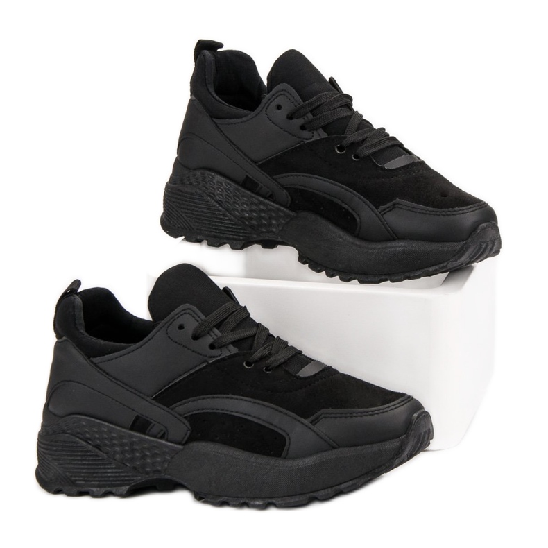 Small Swan Černé tenisky na platformě černá 2