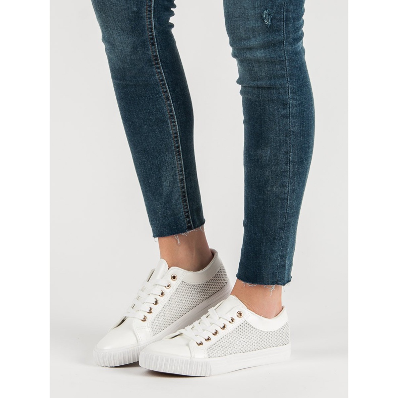 Muto Bílé tenisky se síťovinou bílý 1