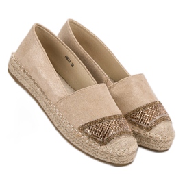 Small Swan Semišové espadrilky s krystaly hnědý 2