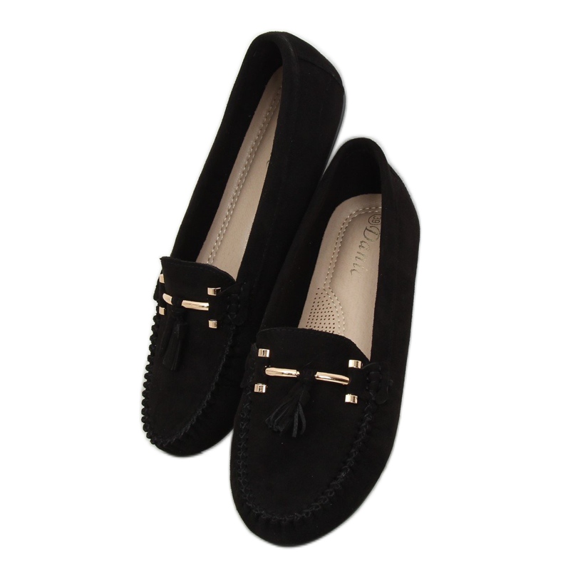 Černé Dámské černé mokasíny L7183 Black černý 1
