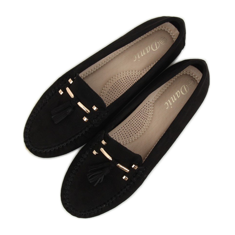 Černé Dámské černé mokasíny L7183 Black černý 2