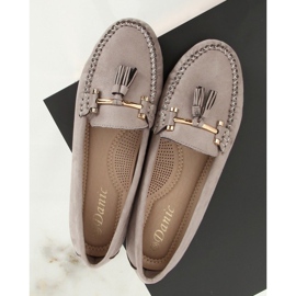 Šedé Dámské šedé mokasíny L7183 Šedá 1