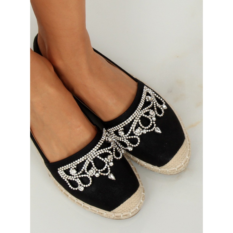 Černé espadrilky s korunkou H-6558 Black černý 2