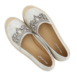 Stříbrné espadrilky s korunkou, H-6558 Silver šedá 1 Stříbrné espadrilky s korunkou, H-6558 Silver šedá 1