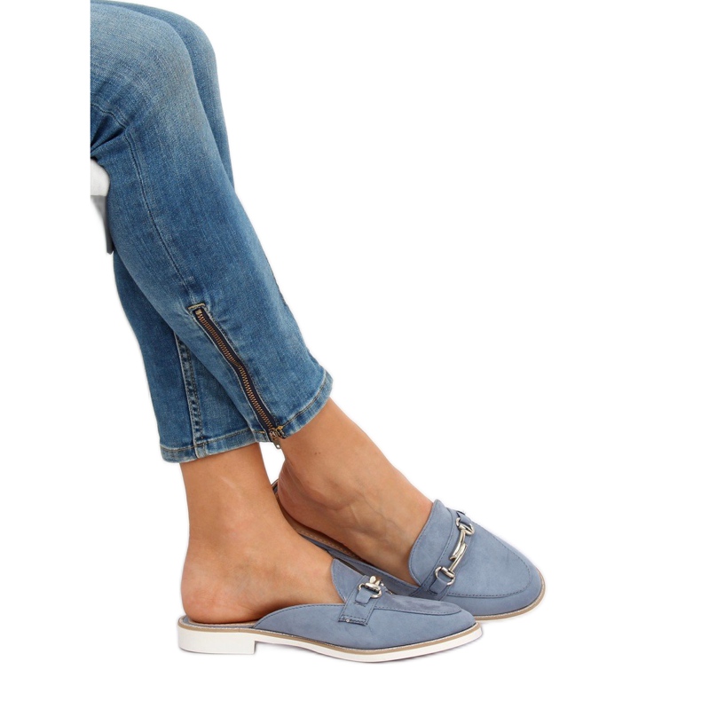 F9375 Modré pantofle mokasíny modrý 1
