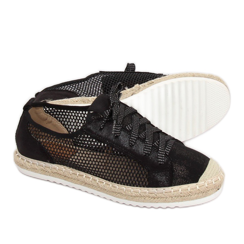 Černé krajkové espadrilky B752S-BL černé černý 2