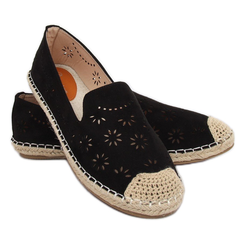 Černé prolamované espadrilky 9023 Black černý 1
