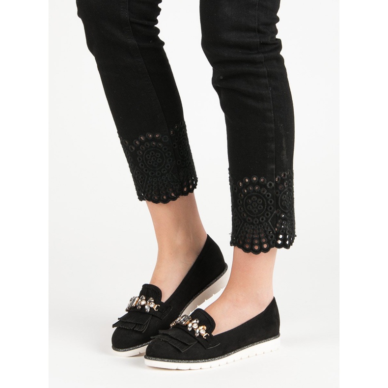 Lucky Shoes Mokasíny s ozdobami černý 2