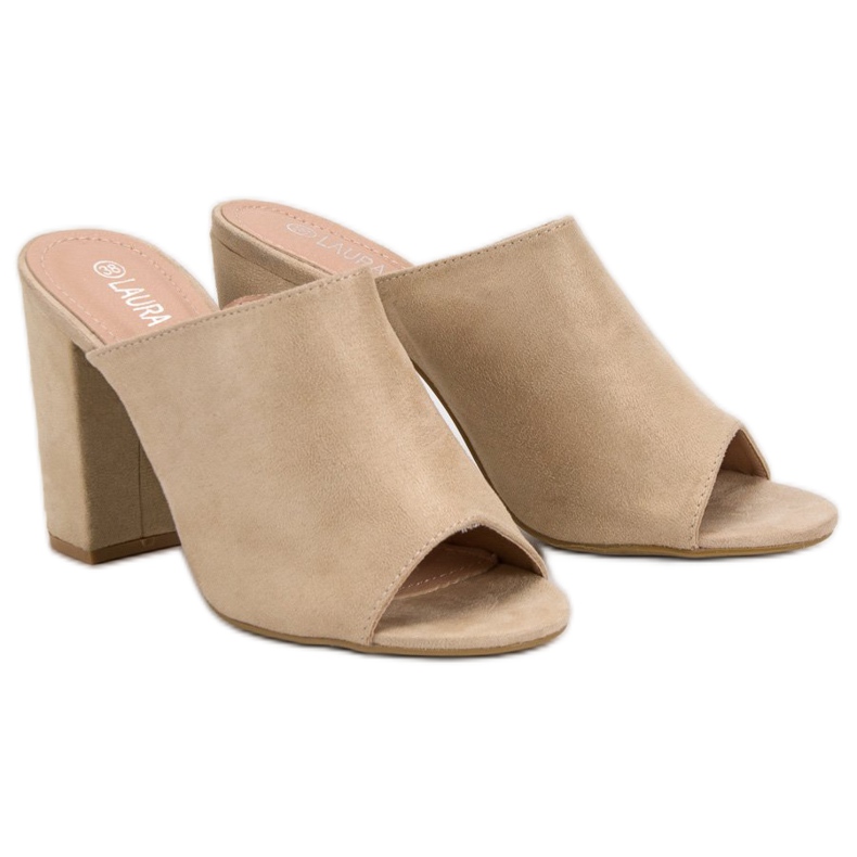 Laura Mode Semišové pantofle na baru hnědý 2