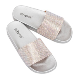 Stříbrné pantofle se zirkony BG21P Silver šedá 1