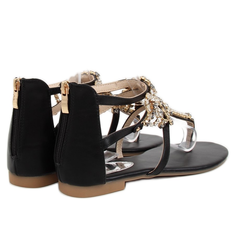 Černé sandály s kamínky JH64P Black černý 1