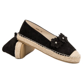 Espadrilky s květinami černá 4