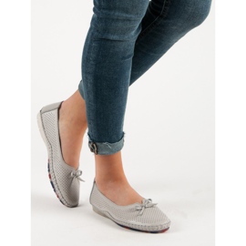 Prolamované kožené balerínky VINCEZA šedá 1