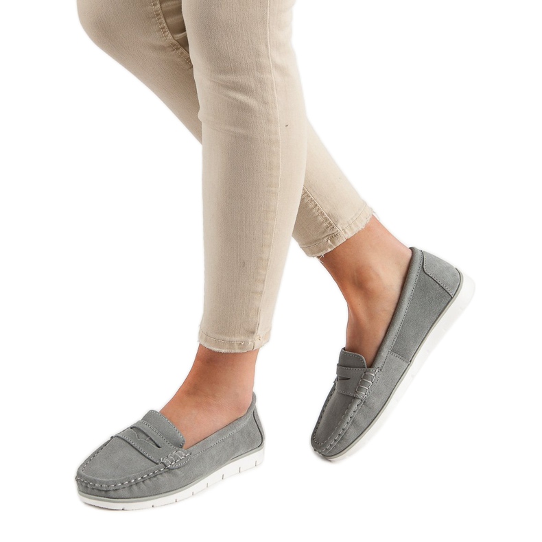 Kožené mokasíny VINCEZA šedá 2