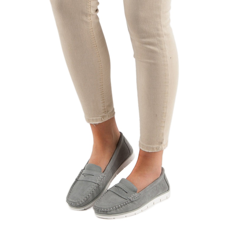 Kožené mokasíny VINCEZA šedá 1