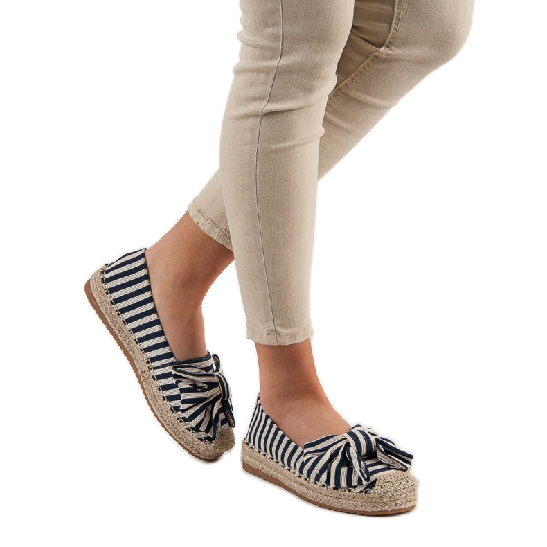 Pruhované espadrilky hnědý modrý námořnická modř 2