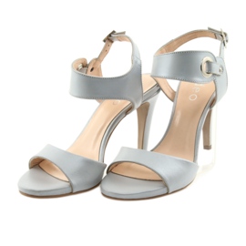 Kožené sandály na špendlíku Edeo 3208 šedé šedá 3