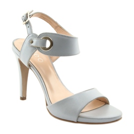 Kožené sandály na špendlíku Edeo 3208 šedé šedá 1