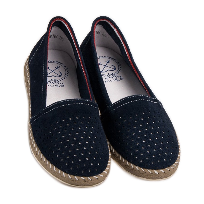 Filippo Tmavě modré kožené espadrilky námořnická modř modrý 2