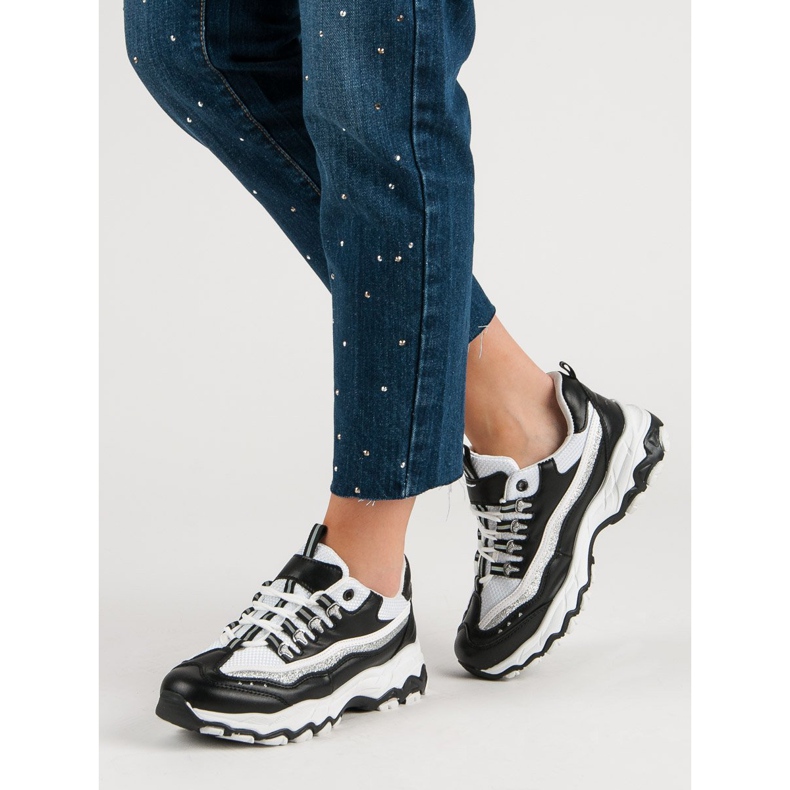 Tenisky se třpytkami bílý černý 1