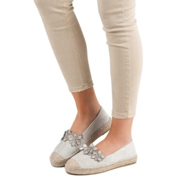 Espadrilky s květinami šedá 2
