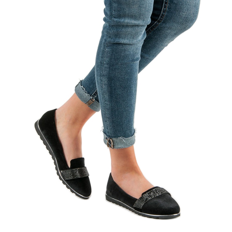 Velurové balerínky černý 1