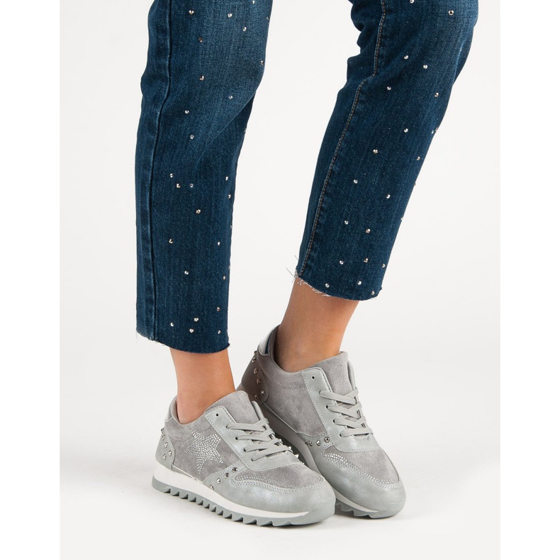 Sportovní obuv s krystaly šedá 1