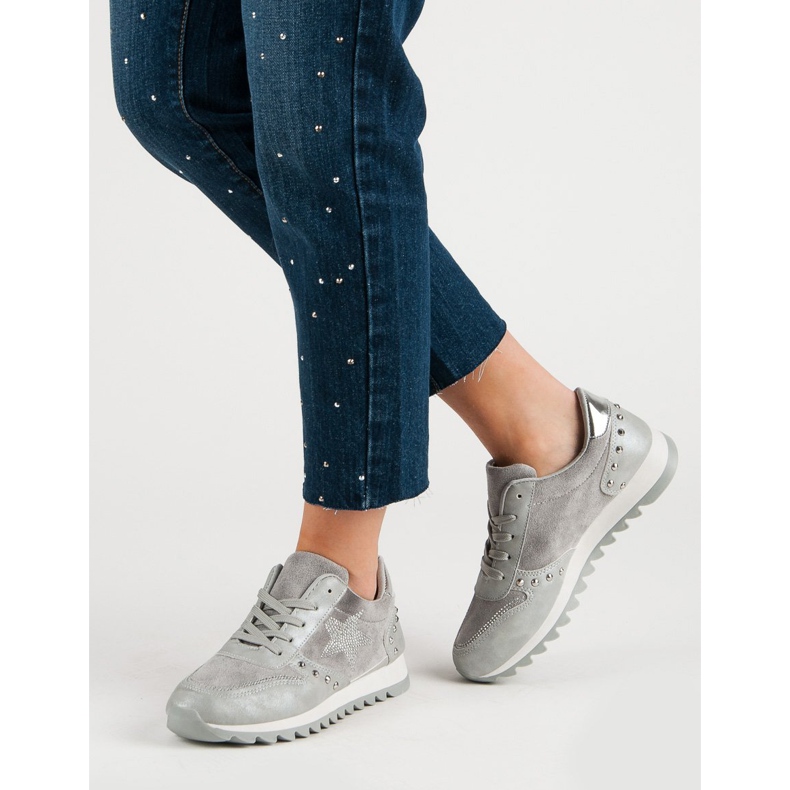 Sportovní obuv s krystaly šedá 2