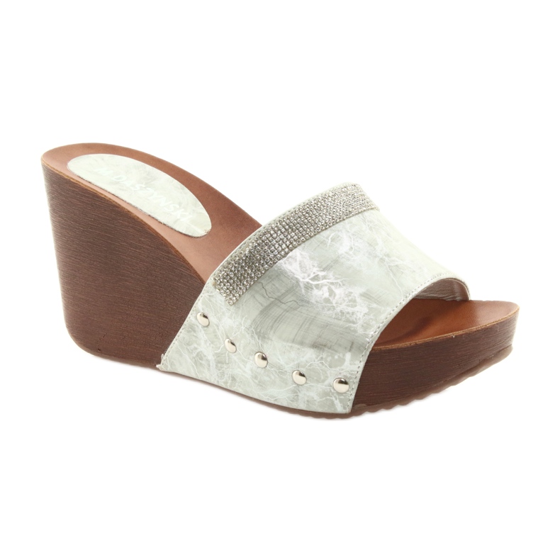 M.Daszyński Klínové pantofle Daszyński AM43 se kubickým zirkonem šedá 1 M.Daszyński Klínové pantofle Daszyński AM43 se kubickým zirkonem šedá 1