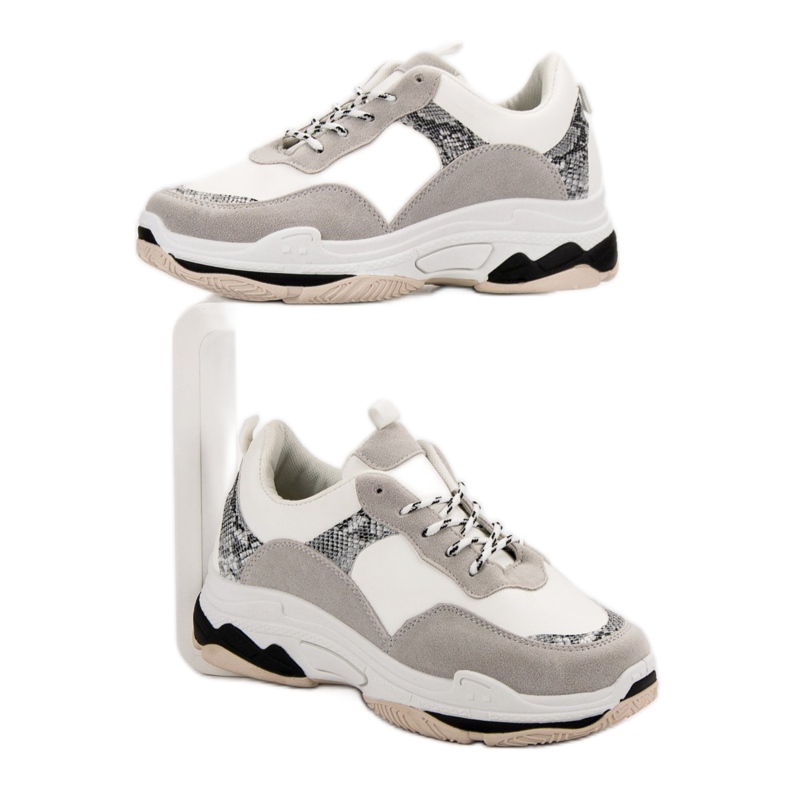 Bílé tenisky se vzorem černá hnědý 2