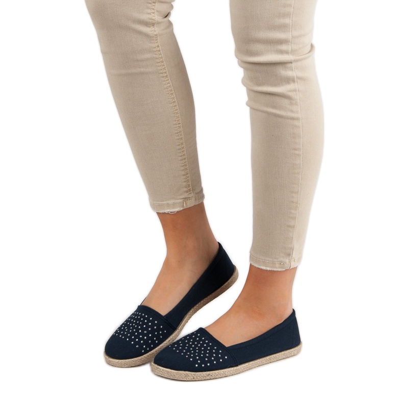 Tmavě modré espadrilky s krystaly modrý námořnická modř 1