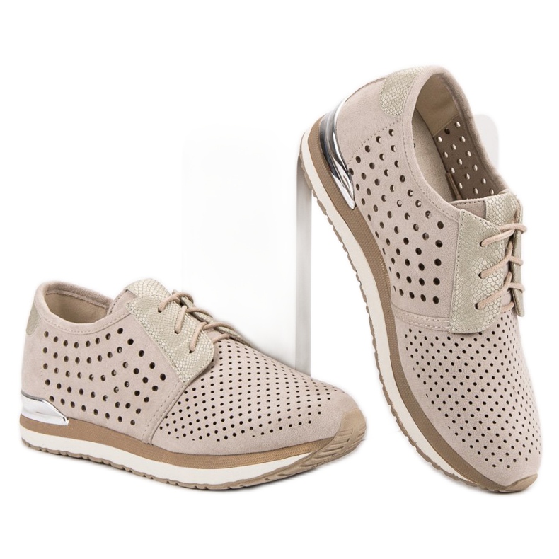 Aclys Prolamované béžové brogues hnědý žluť 1