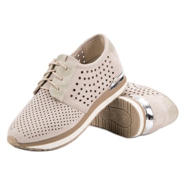 Aclys Prolamované béžové brogues hnědý žluť 2